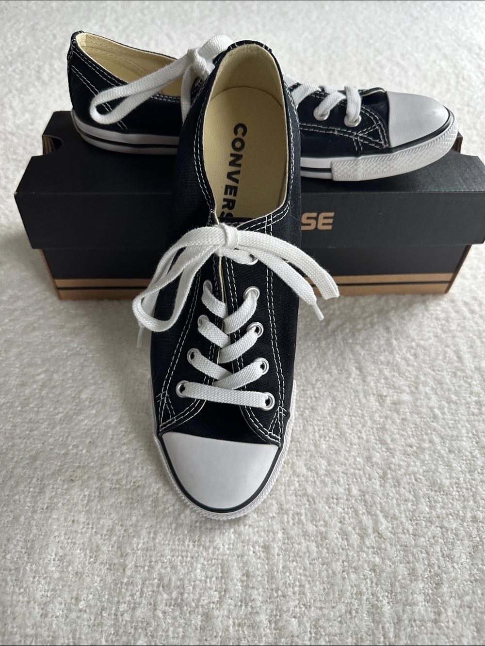 Converse Kids Black and White Low Top Canvas Sneakers